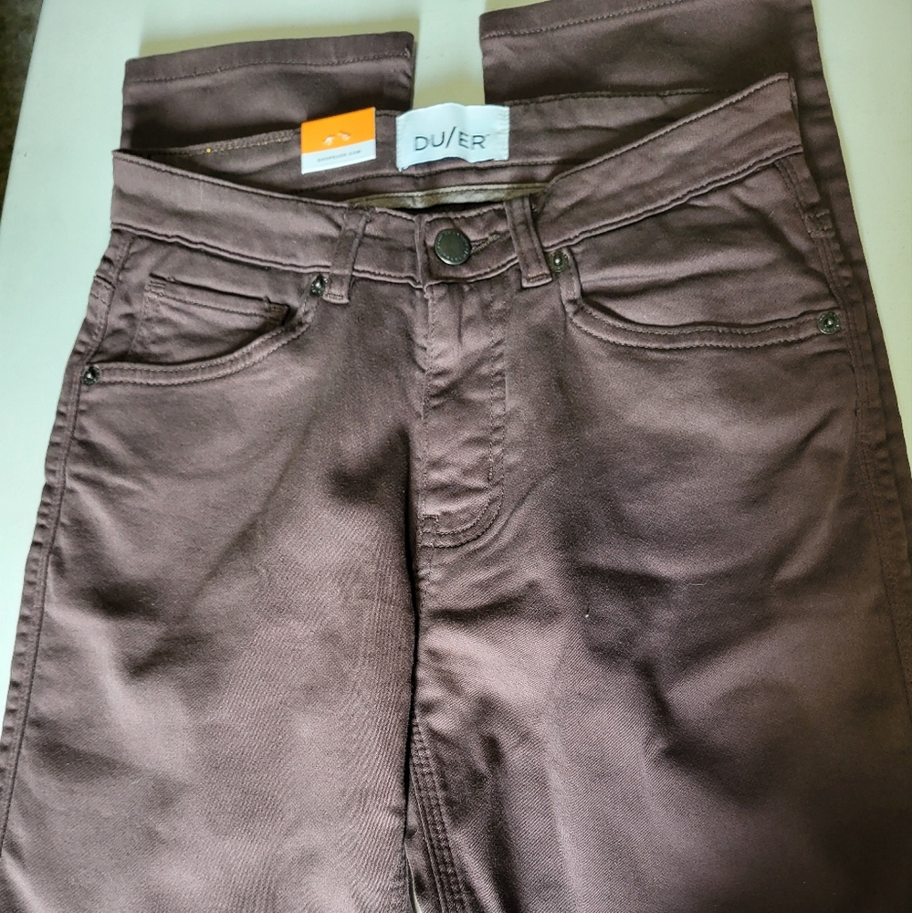 DU/ER Slim Straight Jeans, Size 0/ 24" x 32", Brown, NWT
